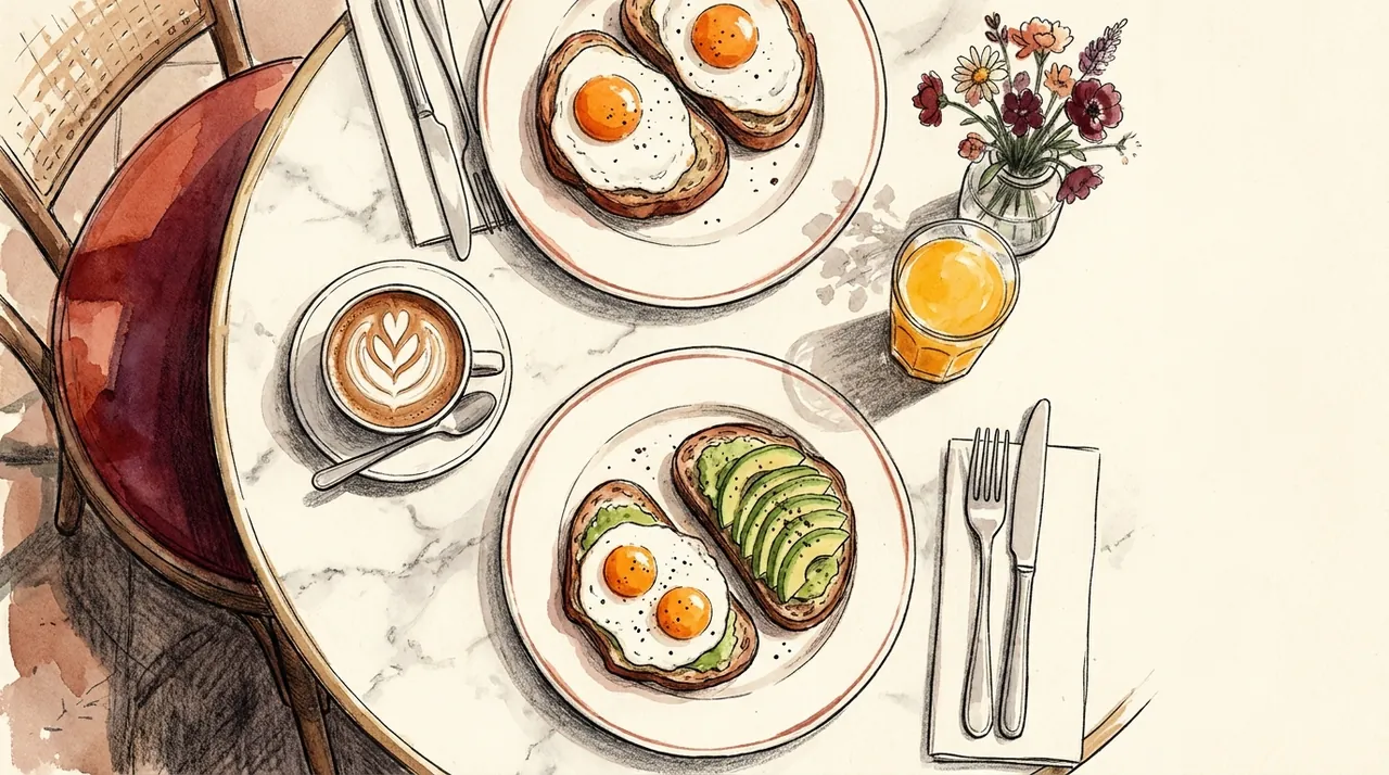 Illustration d'une table de brunch parisien